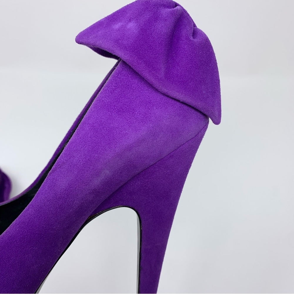 Giuseppe Zanotti Vintage Debra Suede Platform Pumps (Sz EU 39) Bow-Back Purple - Picture 9 of 16